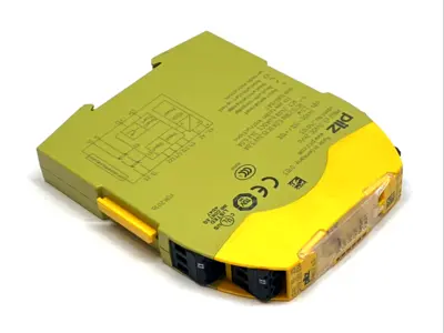 USED PILZ SAFETY RELAY 24VDC 2NO E‑STOP GATE MONITOR DIN RAIL 750103
