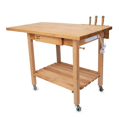 John Boos QCL Deluxe Culi Cart, 24" X 36" X 36 in, Hard Rock Maple, 12"Drop Leaf