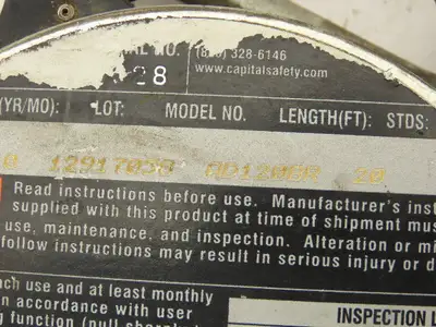 DBI-Sala AD120BR Rebel Protecta Self Retracting Polyester Web Lifeline 20'