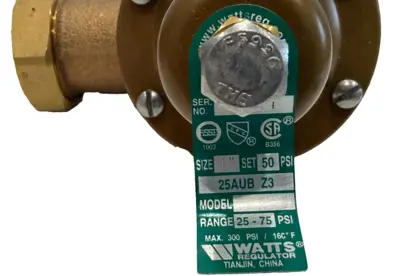 NEW WATTS 25AUB-Z3 WATER PRESSURE REDUCING VALVE 1" 50PSI 25AUBZ3