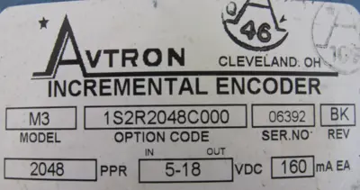 USED AVTRON M3-1S2R2048C000 INCREMENTAL ENCODER