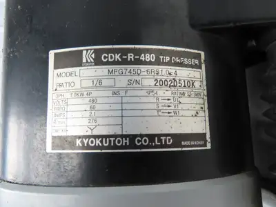 Kyokutoh CDK-R-480 Auto Tip Dresser High Speed 1-6 Ratio 3Ph 460V 60Hz 276 RPM