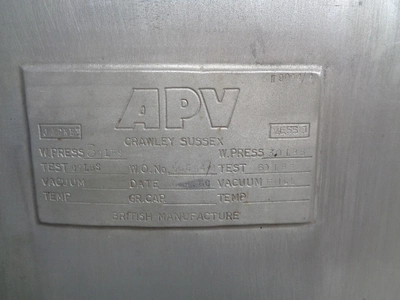 500 L S/S APV JKTD Hemispherical Reactor 3kW