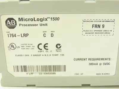 Allen Bradley 1764-LRP MicroLogix 1500 Processor Unit Ser C Rev D FRN 9 READ