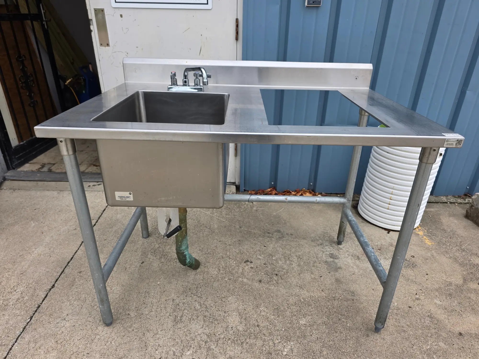 Used Advance Tabco Used 48" Stainless Steel Commercial 1 Compartment Sink with Faucet - SS398 - TH2 Sinks Illinois US | Falcon Restaurant Supply #1373719