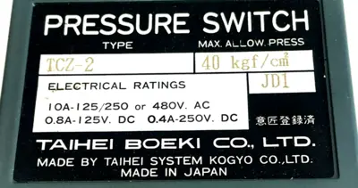 NEW TAIHEI BOEKI TCZ-2 PRESSURE SWITCH TCZ2