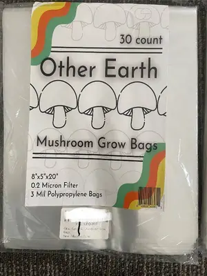 Other Earth Mushroom Grow Bags - 8 x 5 x 20 in - 0.2 micron filter - 3 mil polypropylene bags - 4-pack