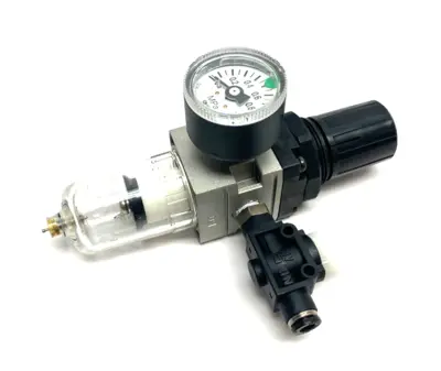 USED SMC MODULAR FILTER REGULATOR W/ GAUGE 0.05~0.85MPA SET PRESS