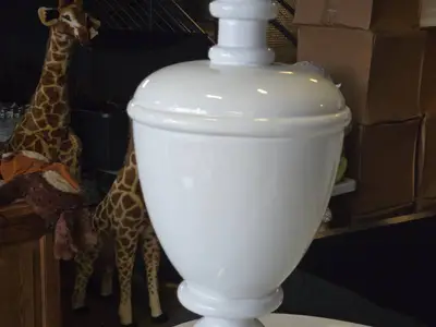 Lot of (1) Resin Decorative Floor Vase 9" x 32" (white)