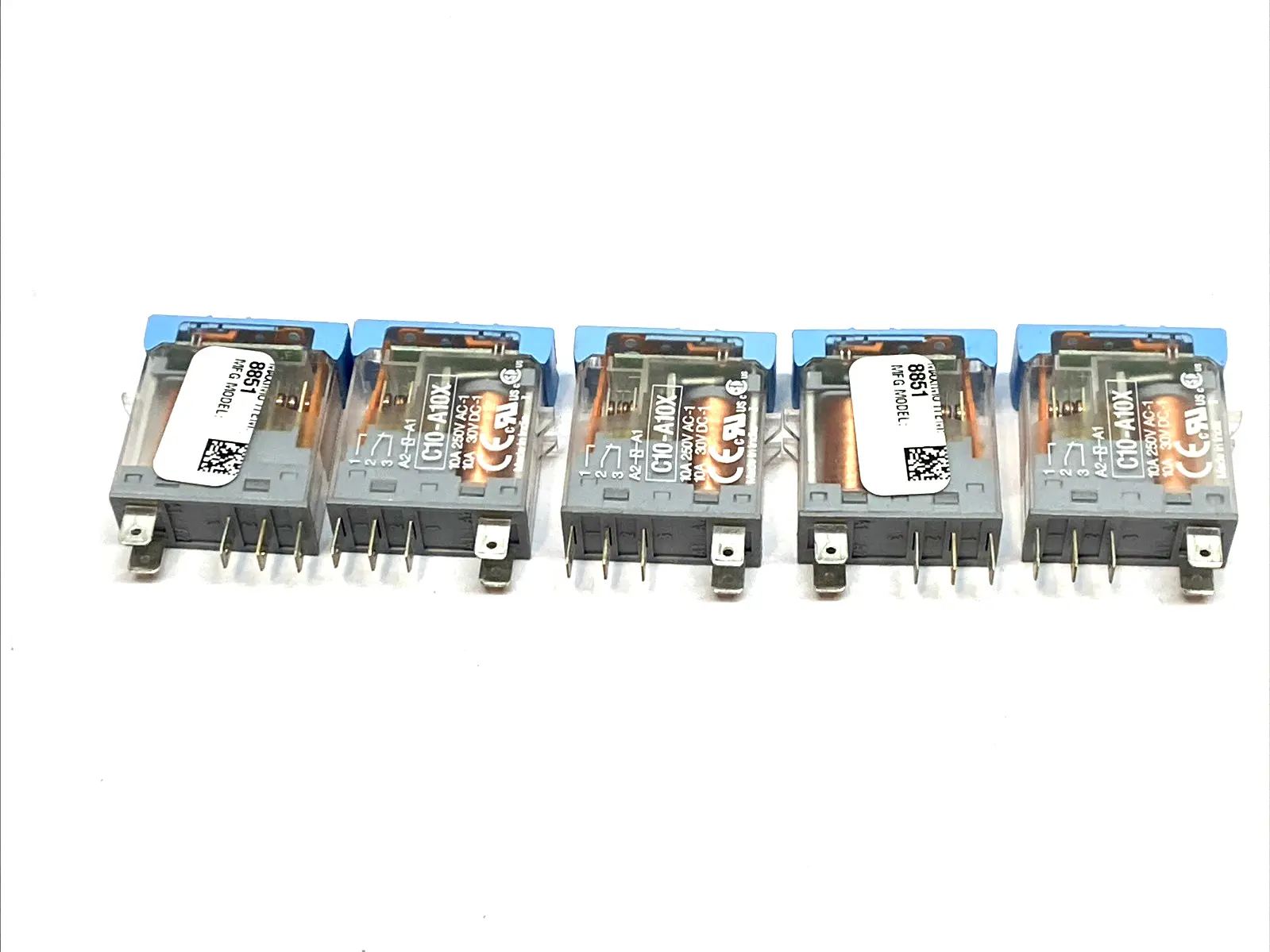 USED COMAT RELECO POWER RELAY SPDT 10A 250VAC 5-PIN PLUG-IN LOT OF 5