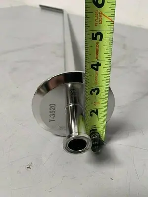 USED FLUID LINE 35" STAINLESS STEEL SIPHON TUBE W/ SLANTED OUTLET & 3/4" SANITARY FIT