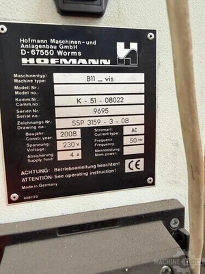 USED 2008 HOFMANN I-110K B11-VIS
