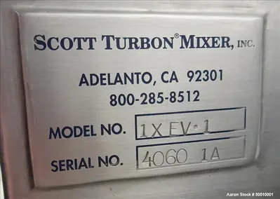 Used SCOTT TURBON 1XEV-1 Dispersers / Emulsifiers Illinois US | Aaron Equipment #85764