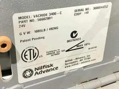 Used Nilfisk Advance VACRIDE 3400-C Ride On Electric Sweeper NO BATTERY Sweepers Michigan US | Maverick Industrial Sales #1402225