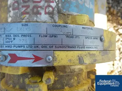 USED Kontro 1" X 1" KONTRO CENTRIFUGAL PUMP, 316 S/S, 1.5 HP