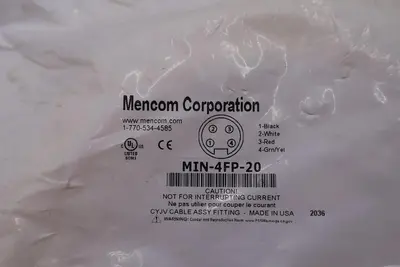 MENCOM CORPORATION MIN-4FP-20 CORDSET 4 PIN FEMALE STOCK #3273