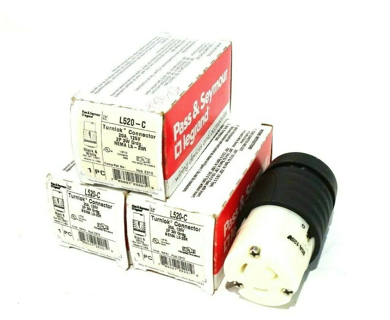 3 NEW LEGRAND PASS & SEYMOUR L520-C TURNLOK CONNECTOR L520C