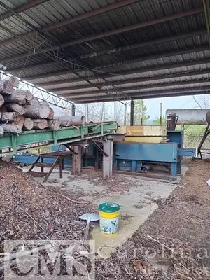 USED JACKSON SHAVING MILL, KNIFE GRINDER, LOG DECK AND CONVEYOR