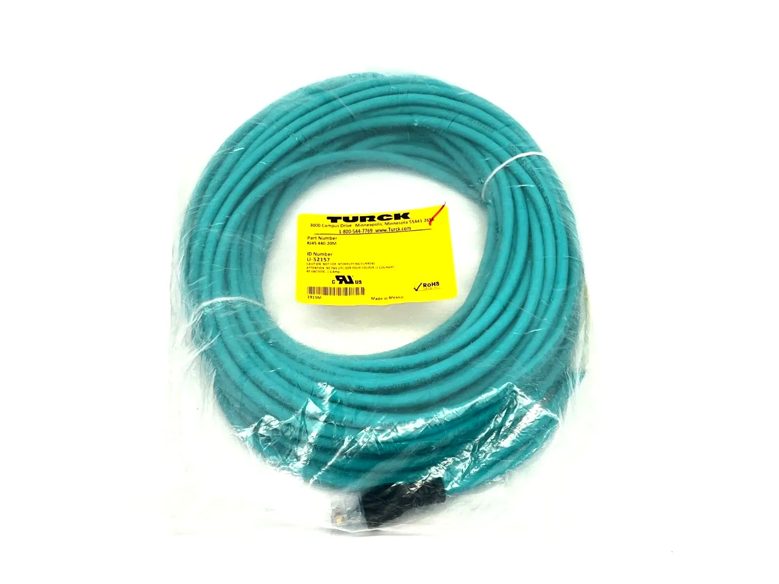 RJ45 440-20M | Turck  Ethernet Cordset Male RJ45 PVC 20m Length U-52157 - New