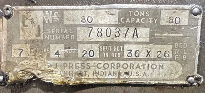 USED 1978 L AND J L AND J 80 PRESS