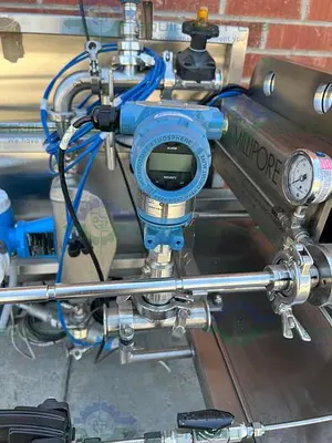 USED MILLIPORE MPODPILOT CP2EA8874 FILTER PRESS SKID W/ E & H PROMASS P FLOWMETER
