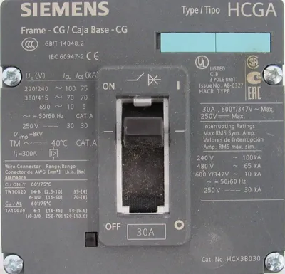 NEW SIEMENS HCX3B030 CIRCUIT BREAKER 30A TYPE HCGA