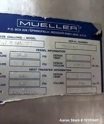 Used MUELLER CORP _UNKNOWN_ Jacketed Tanks Illinois US | Aaron Equipment #1424751