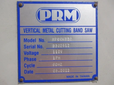 Used PRM RF66KB30 Vertical Band Saws Minnesota US | Machinesused.com #1326845