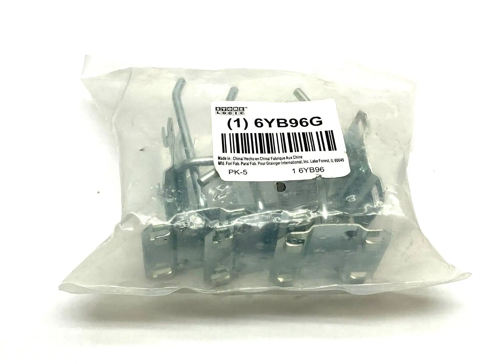 6YB96G | Store Logic  Double Rod Pegboard Hook 3" Screw-In PKG OF 5 - New