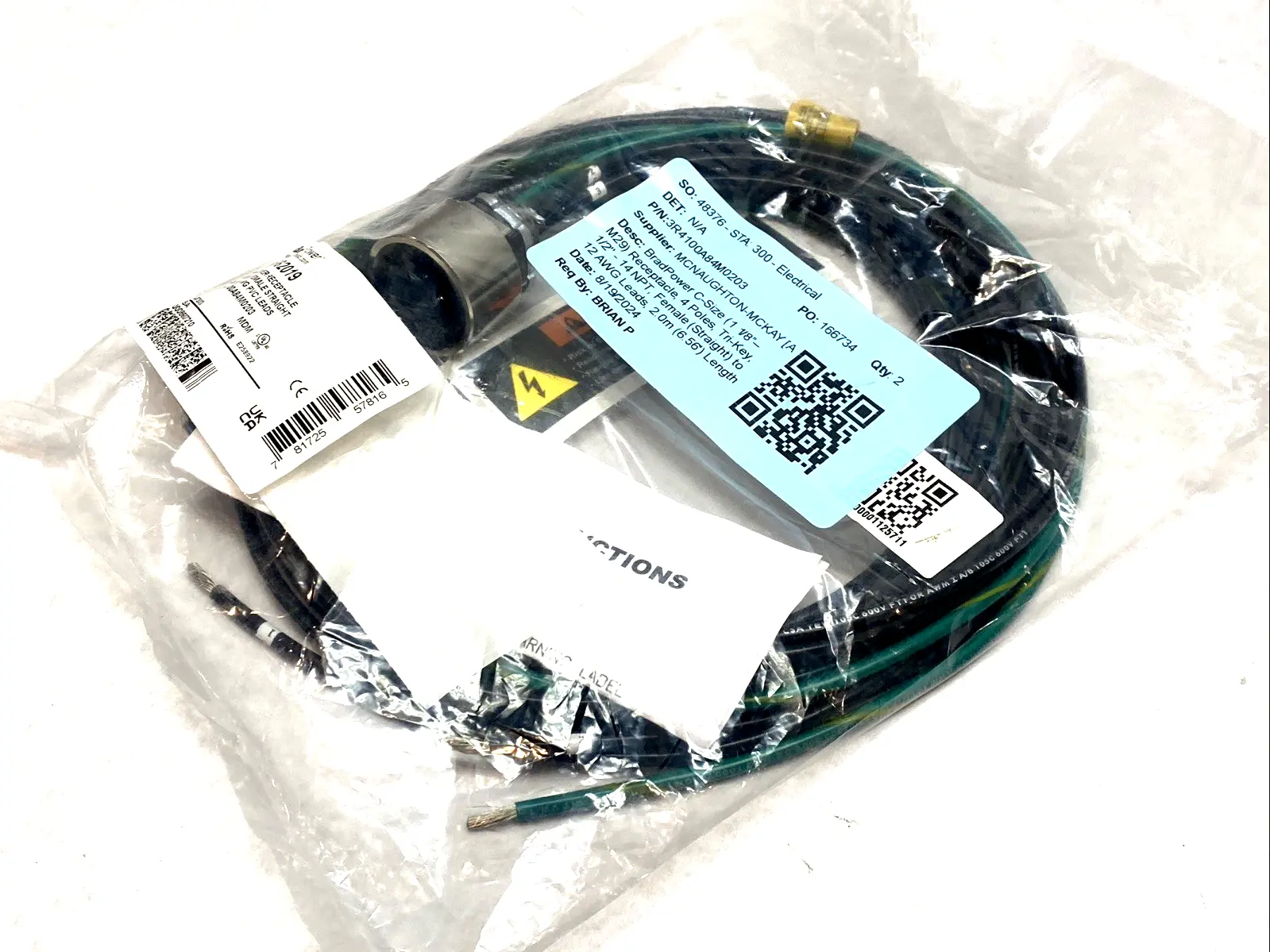 NEW BRADPOWER 4‑POLE POWER RECEPTACLE MINI‑CHANGE CONNECTOR