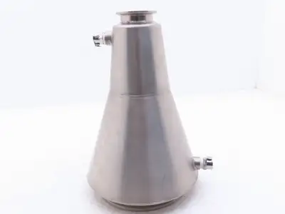 6"x 2" Tri-Clamp Sanitary Reducer Double Wall Funnel w/ Hose Ports 304 Stainless