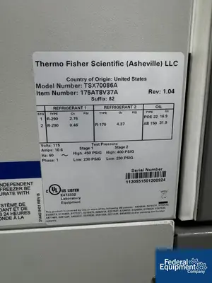 Thermo Fisher Scientific Thermo Fisher Scientific ULT Freezer, Model TSX70086A