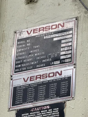 1978 VERSON S4-1000-144-84T Straight Side Mechanical Stamping Presses | Rygate LLC (5)