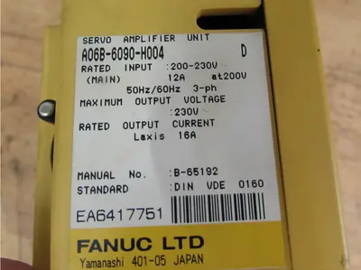 USED USED FANUC PARTS AND TOOLING A06B-6090-H004