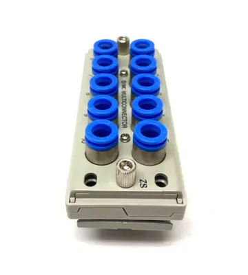 USED SMC MULTICONNECTOR PNEUMATIC MANIFOLD 10-PORT 8MM