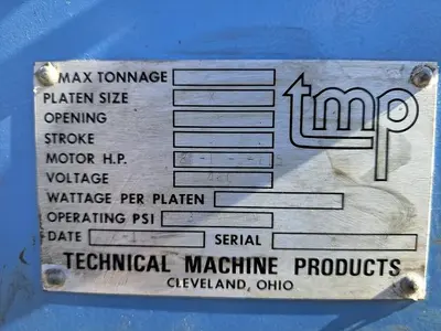 Press, Platen, Hydraulic, 300-Ton, 36” x 26” surface, 3000 PSI #S745387