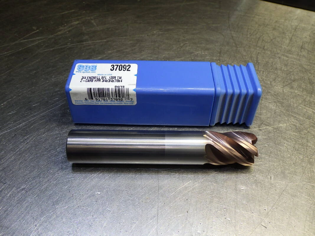 Kyocera / SGS 3/4" 5 Flute Carbide Cr Endmill 3/4" Shank .12" R 37092 (LOC2864A)