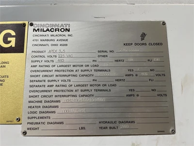USED CINCINNATI MILACRON APEX 3.5