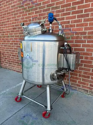 USED PRECISION STAINLESS 450 LITER STAINLESS STEEL JACKETED REACTOR 45 PSI, 3/4 MOTOR