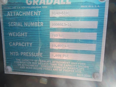 Used GRADALL 91405101 Forklift Attachments California US | Western Trencher & Equipment, Inc. #1497790