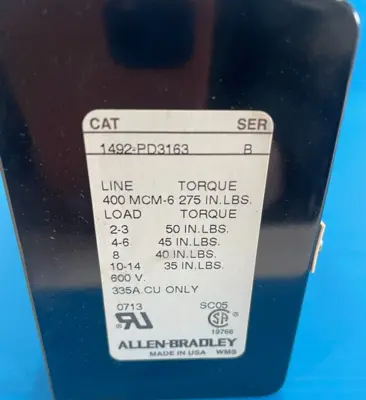 A / B 1492-PD3163 TERMINAL POWER BLOCK SER. B 600V 1492PD3163 NEW, SURPLUS