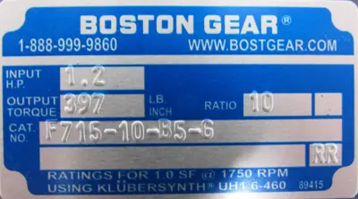 NEW BOSTON GEAR F715-10-B5-G GEAR REDUCER 10:1 F71510B5G