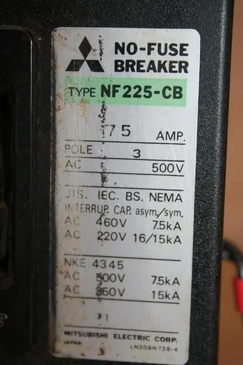 Used MITSUBISHI NF225-CB-75 Circuit Breakers Michigan US | Ideal Machinery #1015910