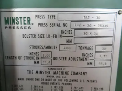 1983 MINSTER PULSAR TR2-30 High Speed Production Presses | Global Machine Brokers, LLC (13)