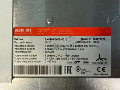 Beckhoff AX5206-0000-0010 Servo Drive AX520600000010 (9.5.5)