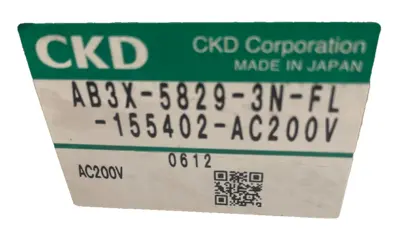 NEW CKD AB3X 5829-3N SOLENOID VALVE AB3X 5829-3N -FL-155402-AC200V AB3X 58293N