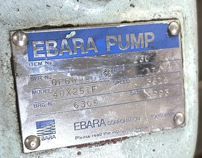 USED EBARA PUMP 40X25IFWM