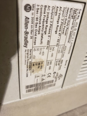 USED ALLEN BRADLEY 70 20AD027  03020623, 15HP