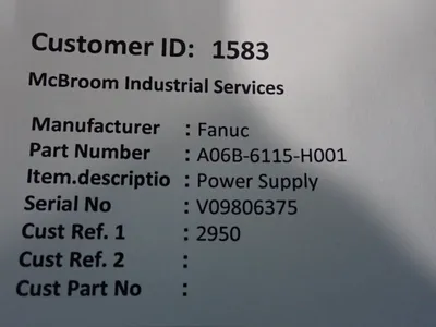 Used FANUC A06B6115H001 Power Supplies | HGR 24 #738758