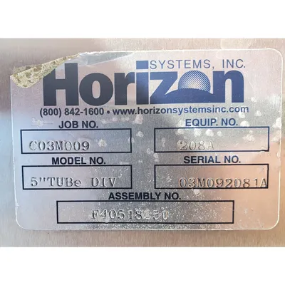 Used 5"dia. Stainless Steel Horizon Systems 3-way Three Way Tube Diverter Valve